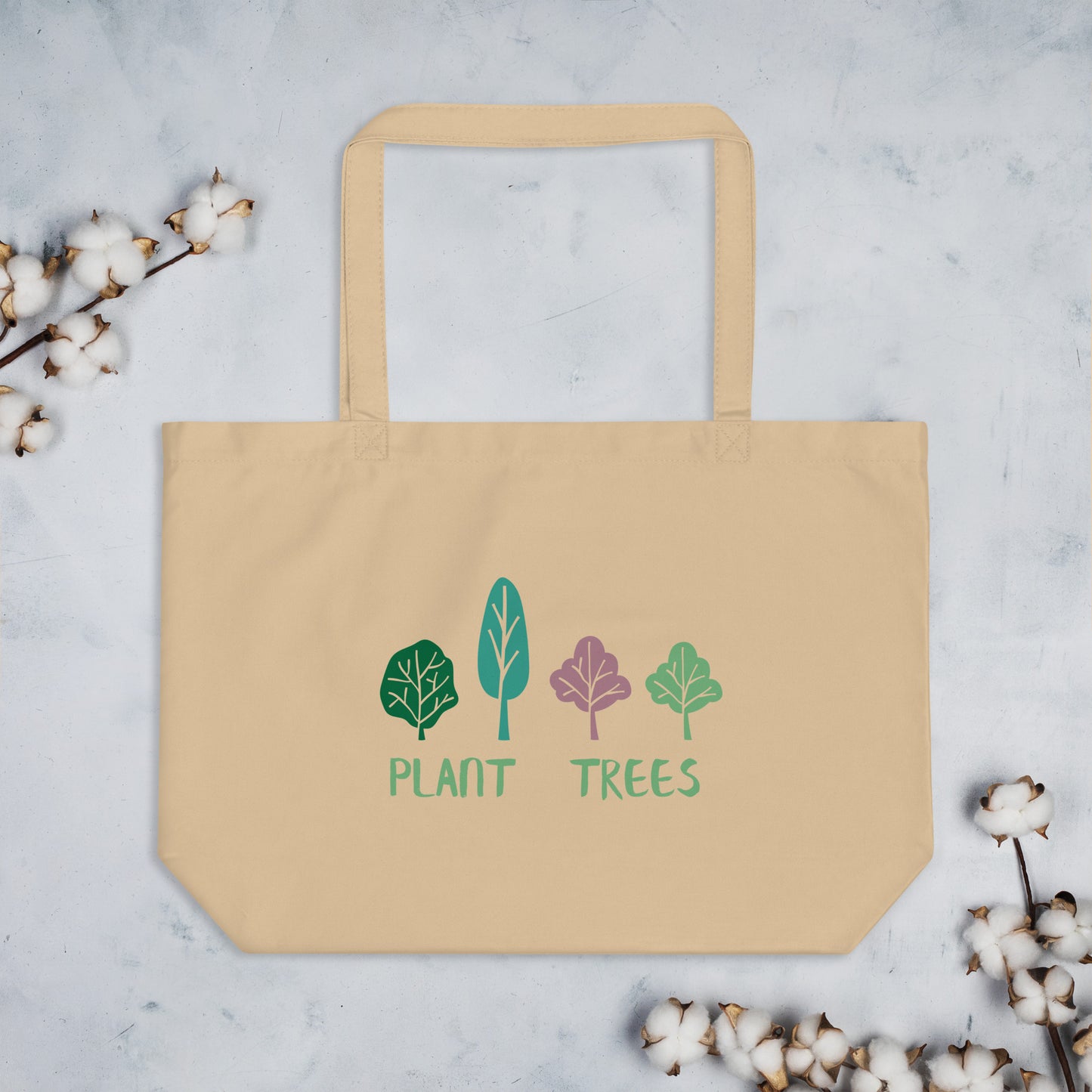 Plant Trees- Large organic tote bag