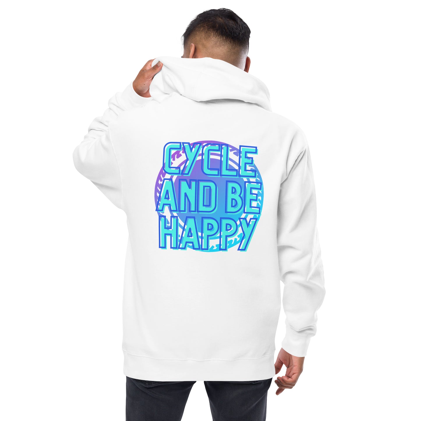 Cycle and Be Happy- Unisex fleece zip up hoodie