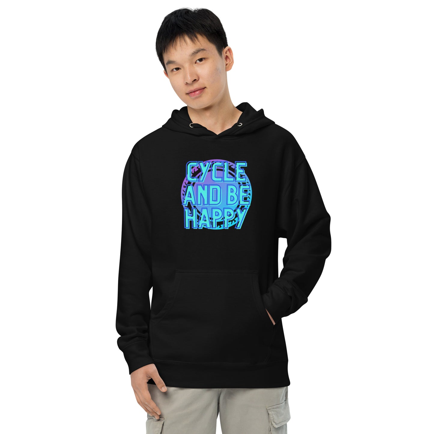 Cycle and Be Happy- Unisex midweight hoodie