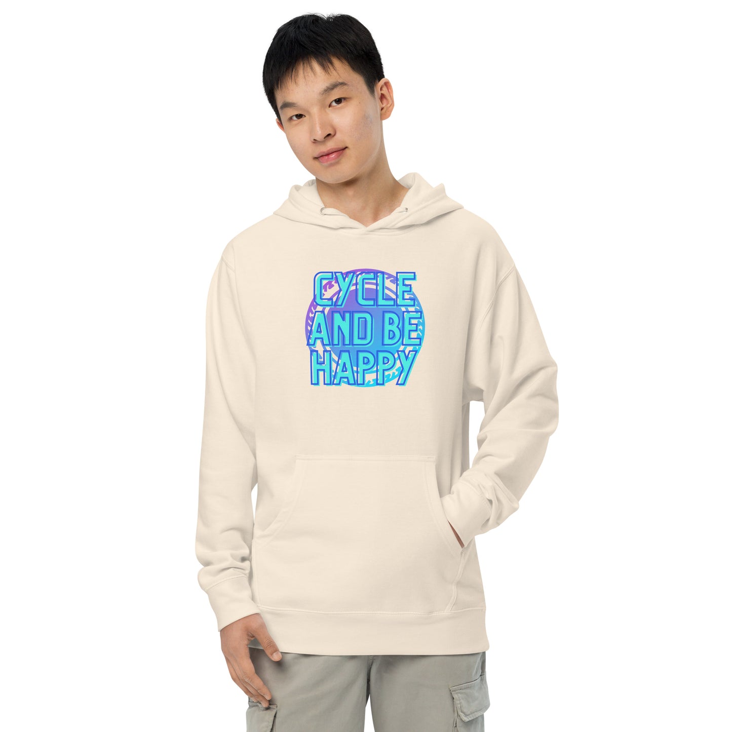 Cycle and Be Happy- Unisex midweight hoodie