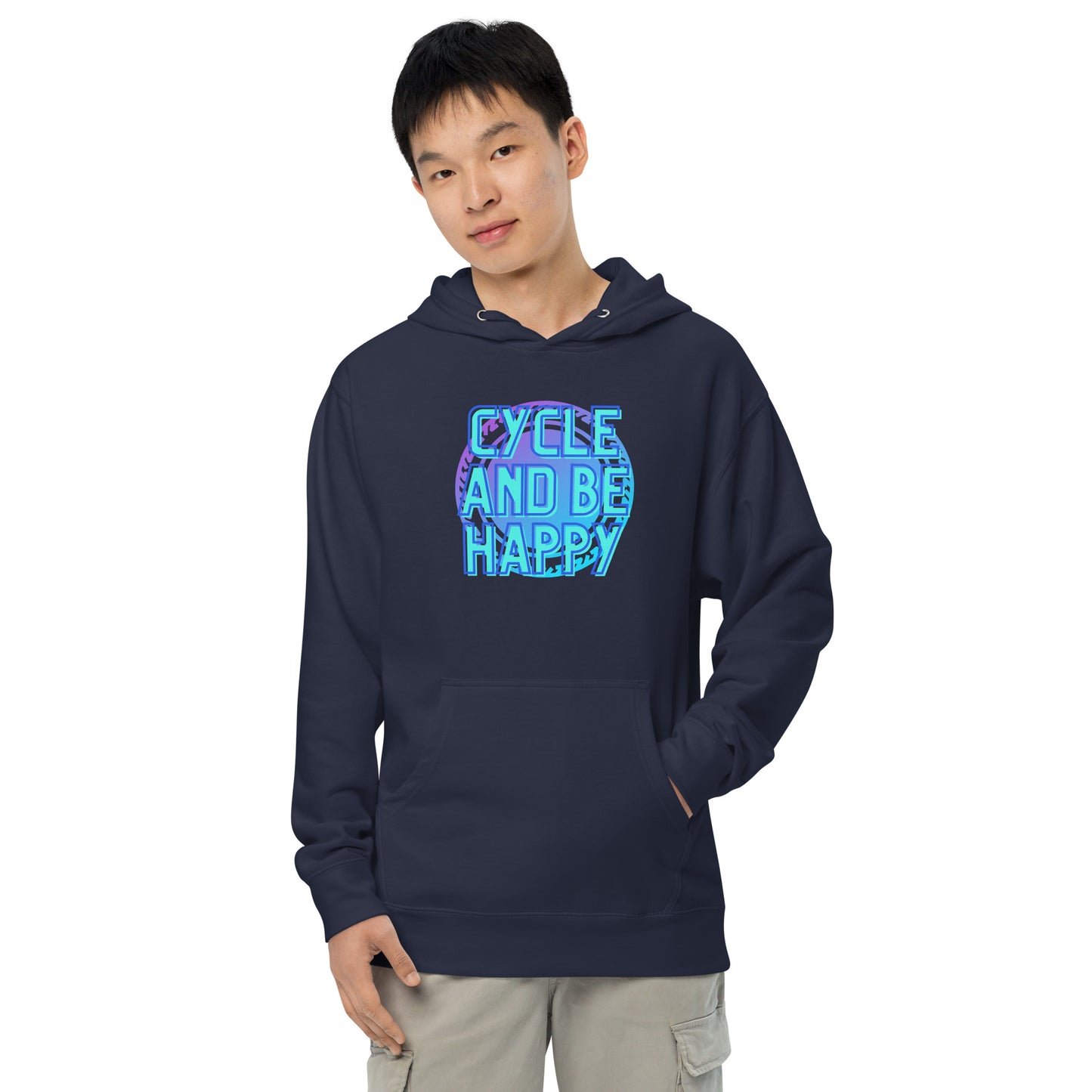 Cycle and Be Happy- Unisex midweight hoodie