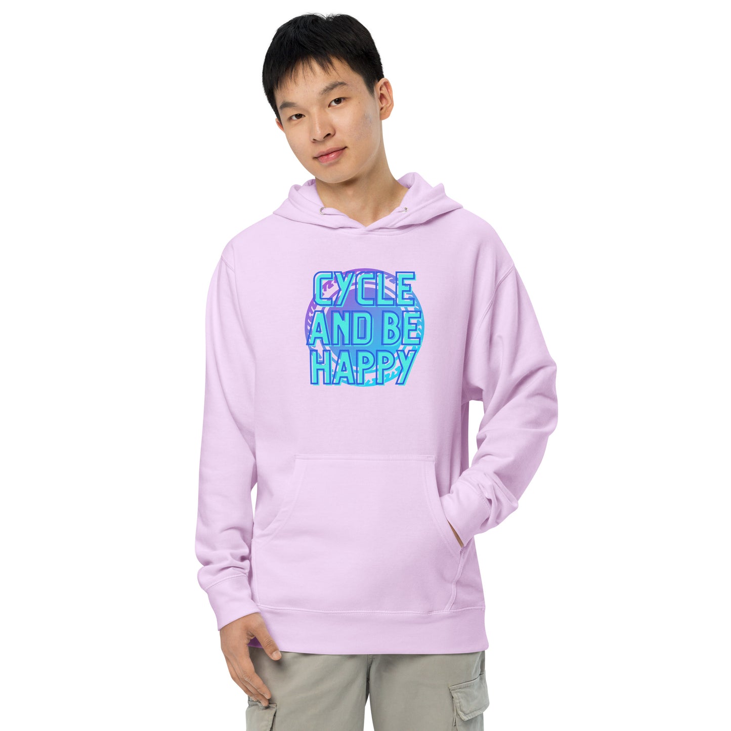 Cycle and Be Happy- Unisex midweight hoodie