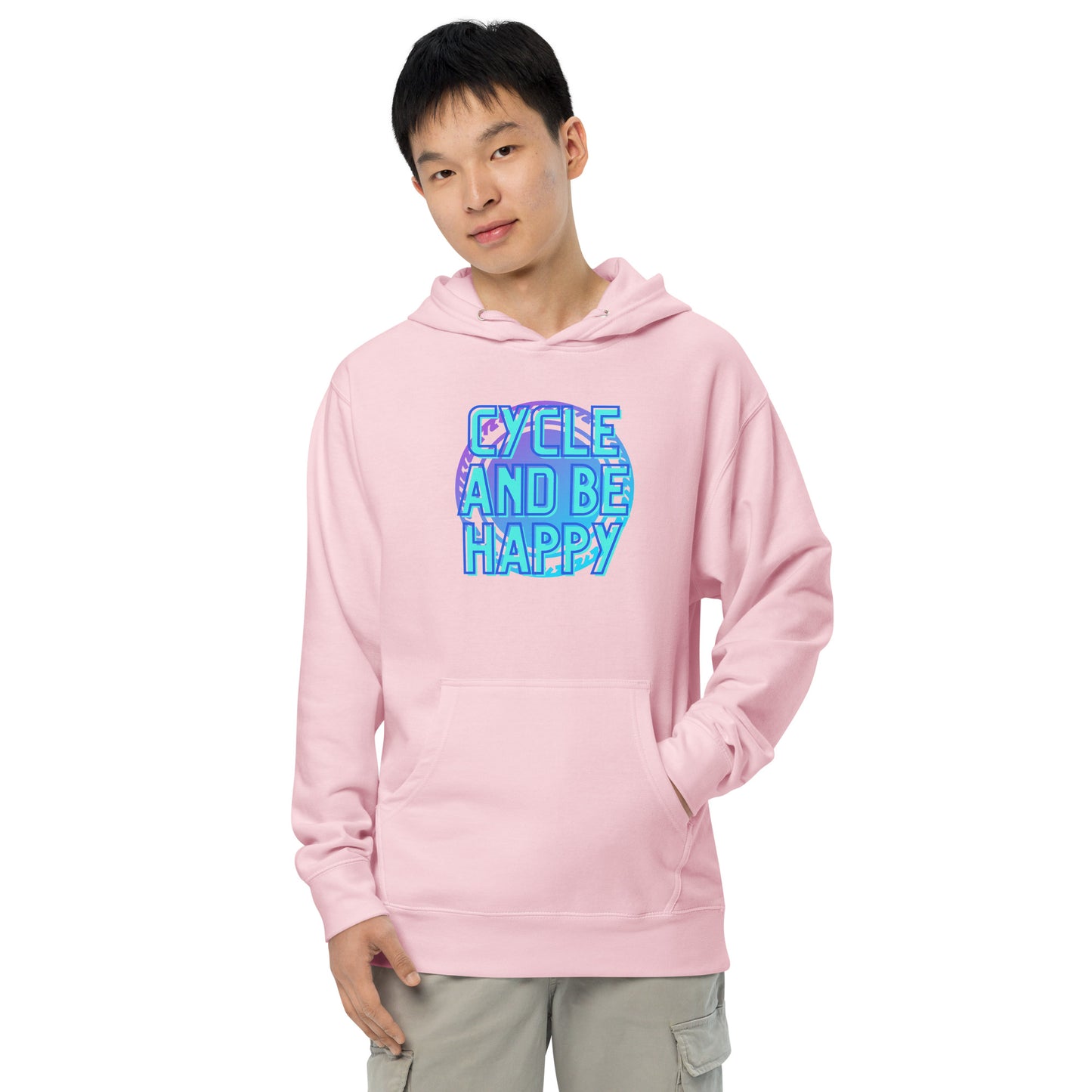 Cycle and Be Happy- Unisex midweight hoodie