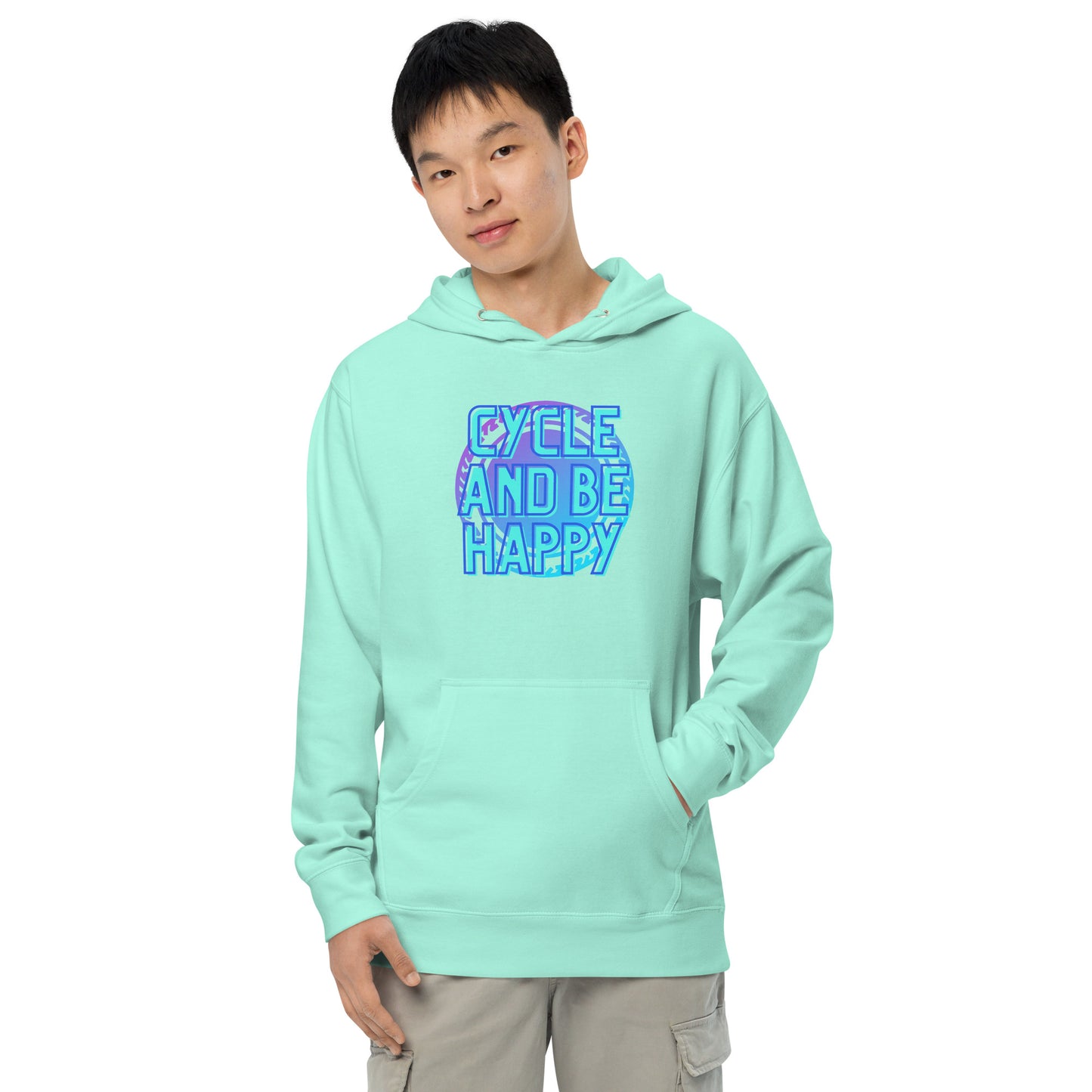 Cycle and Be Happy- Unisex midweight hoodie