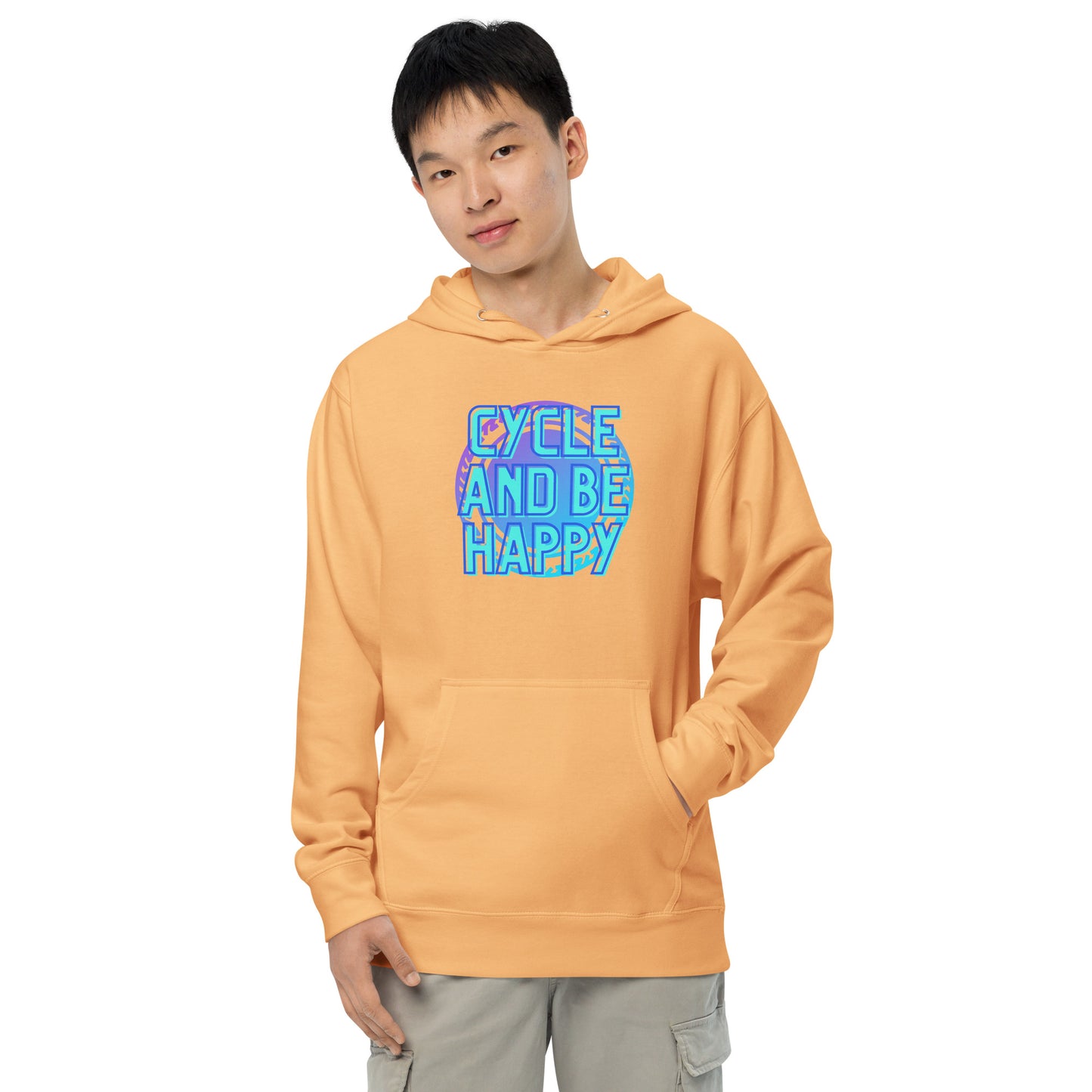 Cycle and Be Happy- Unisex midweight hoodie