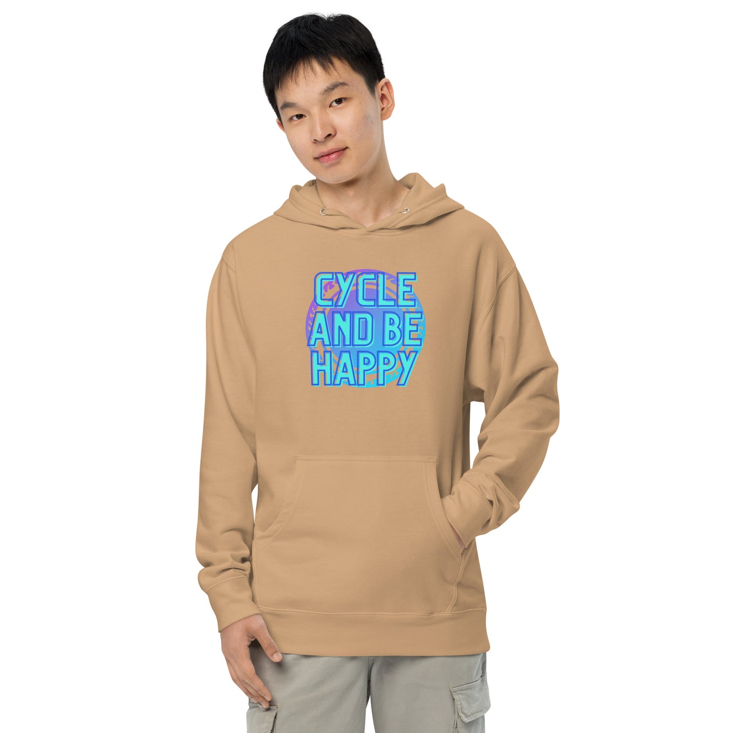 Cycle and Be Happy- Unisex midweight hoodie