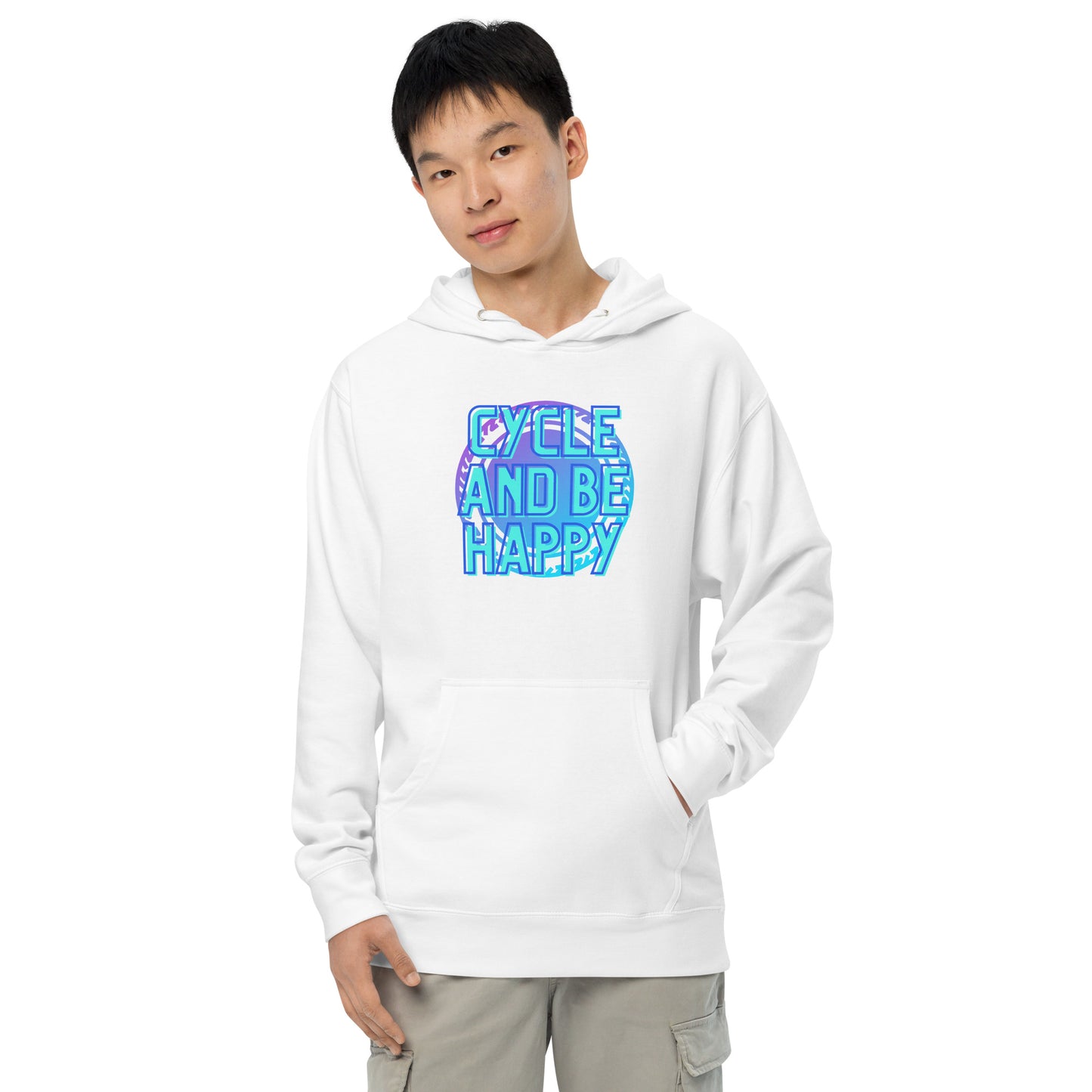 Cycle and Be Happy- Unisex midweight hoodie